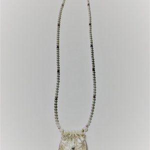 Faux Pearl Wire Weave Purse Pendant Necklace